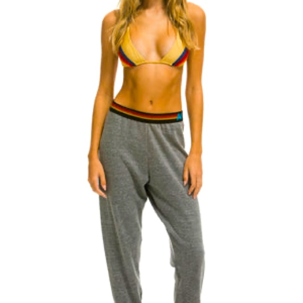 Aviator Nation LOGO STRIPE SWEATPANTS - HEATHER GREY - S (SOLD OUT)
